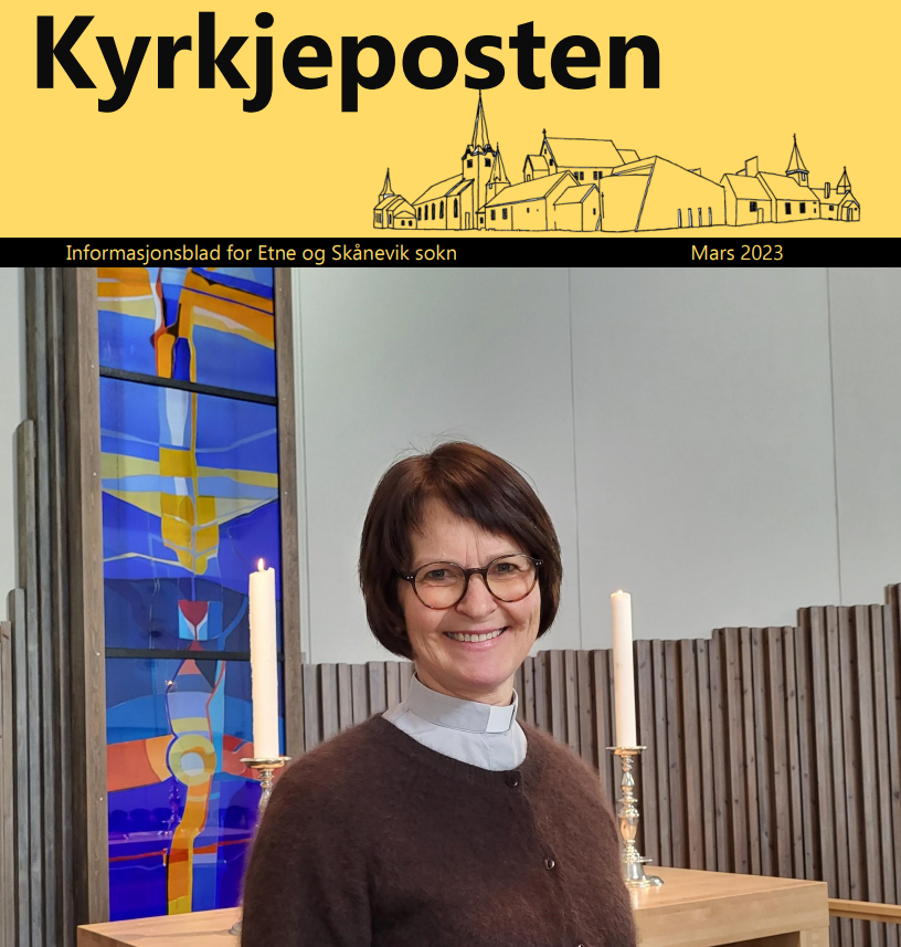 Framsida på Kyrkjeposten mars 2023